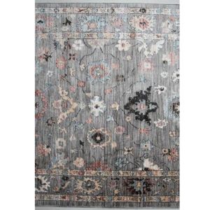 Alia 428GL Grey Abstract Bordered Traditional Rug by Prestige