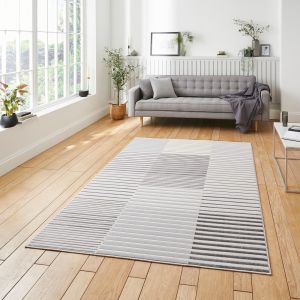 Think Rugs Apollo 2681 Grey Ivory Striped Rug