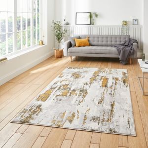 Think Rugs Apollo GR579 Grey Gold Abstract Rug