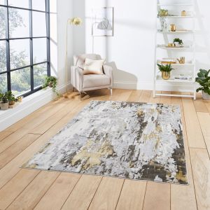 Think Rugs Apollo GR580 Grey Gold Abstract Rug