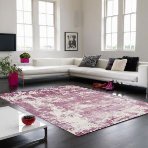 Astral Modern Abstract Distressed Rugs AS05 in Heather Pink