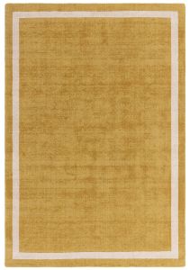 Asiatic Albi Ochre Classic Bordered Plain Hand Woven Wool Rug