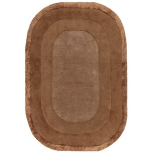 Asiatic Halo Clay Bordered Plain Hand Tufted Wool Oval Rug