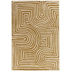 Asiatic Reef RF28 Curve Ochre Abstract Wool Rug