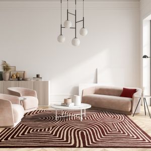 Asiatic Reef RF29 Curve Plum Abstract Wool Rug