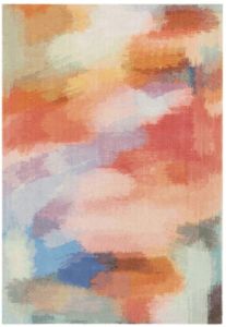 Asiatic Vision Diffuse Printed Multicolor Abstract Handmade Wool Rug