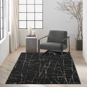 Balance BLN02 Black/Ivory Abstract Rug by Calvin Klein