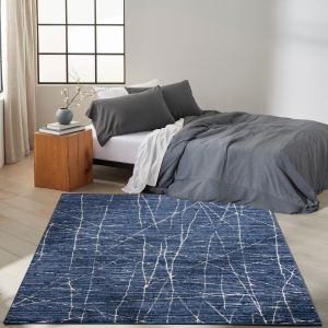 Balance BLN02 Blue/Ivory Abstract Rug by Calvin Klein