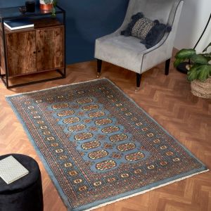 HMC Bokhara Blue Hand Knotted Traditional Rug
