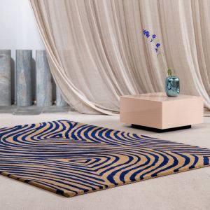 Brink & Campman Decor Groove 097708 Electric Blue  Abstract Handmade Wool Rug
