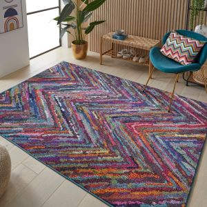 Carnaval CAR104 Multi Geometric Jute Backing Rug  By Concept Looms