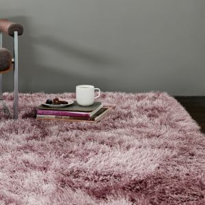 Cascade Shaggy Plain Rugs in Heather Pink