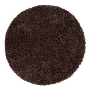 Chicago Shaggy Circle Round Modern Rugs in Chocolate