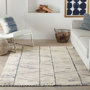 Colorado CLR01 White Blue Wool Rug by Nourison