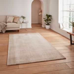 Cove Beige Shaggy Plain Rug by Think Rugs