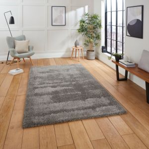 Think Rugs Deluxe Grey Shaggy Rug