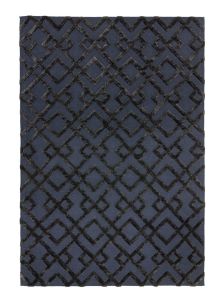 Dixon Trellis Luxury Wool Viscose Rugs in Black