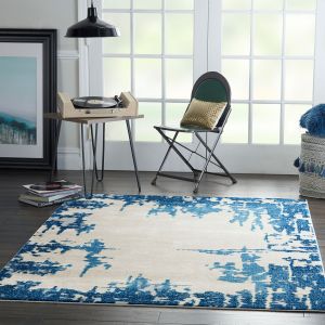 Etchings Designer Modern Rugs ETC04 in Ivory Blue by Nourison