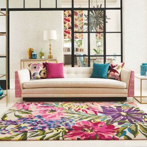 Floreale Rugs 44905 Modern Floral Bright Wool Rugs in Fuschia