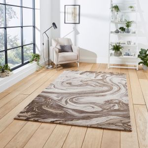 Think Rugs Florence 50031 Beige Silver Abstract Rug