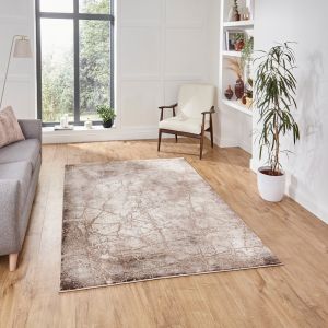 Think Rugs Florence 50035 Beige Abstract Rug