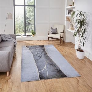 Force K7280 Abstract Marble Rugs in Grey Gold