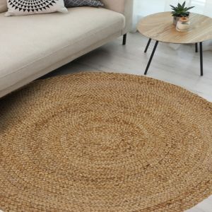 Indian Jute Natural Plain Hand Woven Circle Rug by Oriental Weavers 