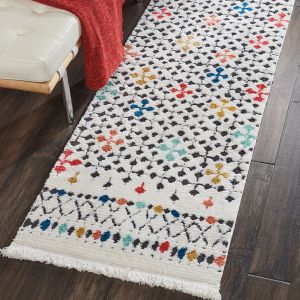 Kamala Hallway Runners DS504 by Nourison in White