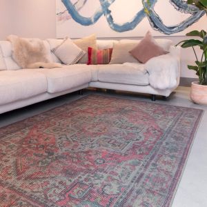 Kaya Iman KY07 Traditional Persian Floral Rugs in Red Blue