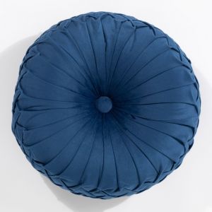 Lake Round Button Velvet Navy Cushion By Esselle 