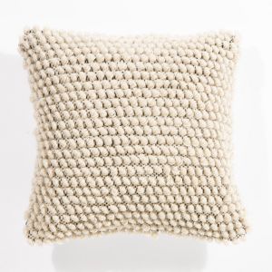Lickey Square Boucle Cushion with Cotton Back Cream Cushion By Esselle