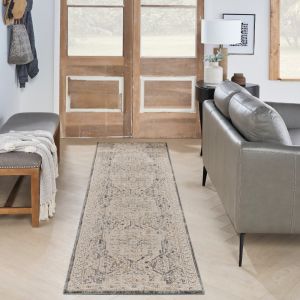 Lynx LNX01 Ivory Charcoal Traditional Runner By Nourison