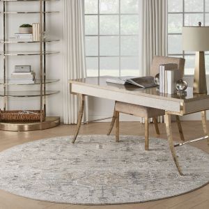 Lynx LNX02 Ivory Taupe Traditional Circle Rug By Nourison