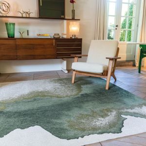 Meditation Lagoon 9331 Palm Green Abstract Handmade Rug by Louis De Poortere