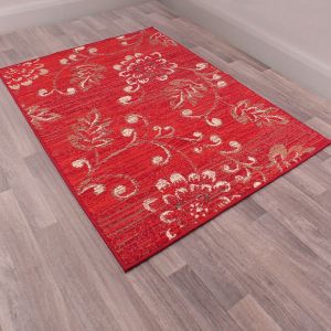 Verso Floral Rugs in Red