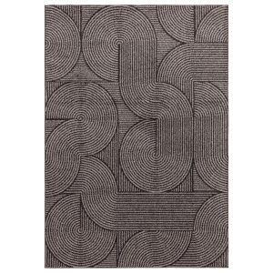 Muse MU01 Geometric Stripe Woven Rugs in Charcoal Grey