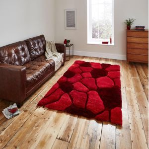Noble House 5858 Shaggy Pebble Rugs in Red