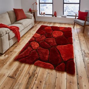Noble House 5858 Shaggy Pebble Rugs in Terracotta