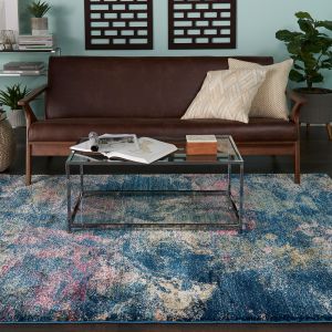 Fusion Modern Abstract Rugs FSS17 in Blue and Multi by Nourison