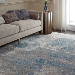 Karma Rugs KRM07 in Ivory and Light Blue