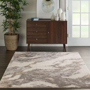Silky Textures Rugs SLY03 by Nourison in Brown Ivory