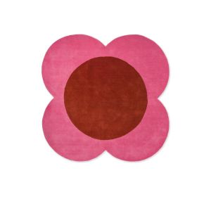  Orla Kiely Flower Spot 158400 Pink Red Plain Luxurious Wool Rug 