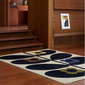 Orla Kiely Wild Rose 159605 fawn Floral Hand Tufted Wool Rug 