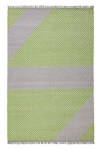 Oslo OSL702 Wool Geometric Stripe Rugs in Lime Green