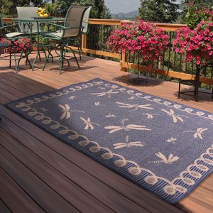Indoor Outdoor Dragonfly Rugs in Blue by Rugstyle
