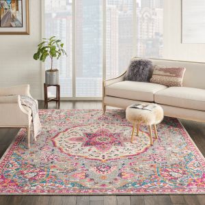 Passion Vintage Distressed Medallion Rugs PSN22 in Grey Multicolour