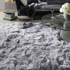 Plush Shaggy Rugs in Silver
