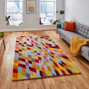 Prism PR101 Geometric Wool Rugs in Multicolour