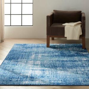 Riverflow RFV02 Teal Ivory Blue Abstract Rug by Calvin Klein