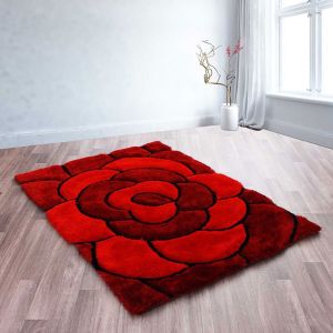 3D Rose Rugs in Red